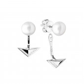 Cercei perle naturale albe din argint cu cristale DiAmanti SK20102E-W-G